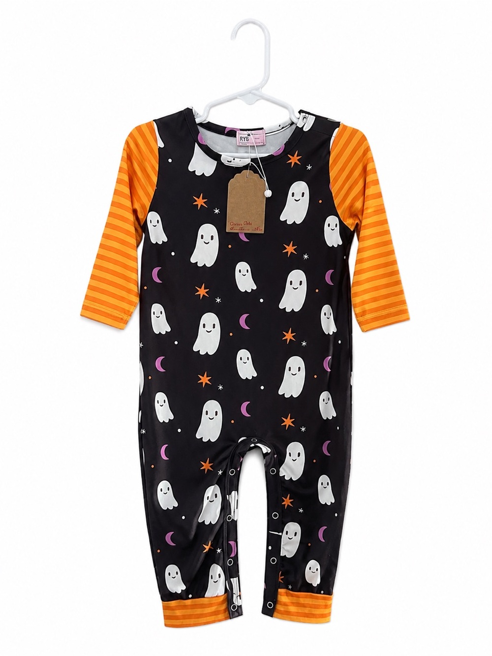 Pete + Lucy Happy Ghost Halloween Romper NWOT 12-18M Bamboo Feel